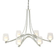 Hubbardton Forge 2010 Vintage Platinum Clear Glass with Opal Diffuser (ZU) Oval Ribbon 6 Arm Chandelier