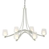 Hubbardton Forge 2010 Vintage Platinum Clear Glass with Opal Diffuser (ZU) Oval Ribbon 6 Arm Chandelier