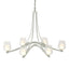 Hubbardton Forge 2010 Vintage Platinum Clear Glass with Opal Diffuser (ZU) Oval Ribbon 6 Arm Chandelier