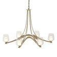 Hubbardton Forge 2010 Soft Gold Clear Glass with Opal Diffuser (ZU) Oval Ribbon 6 Arm Chandelier