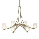 Hubbardton Forge 2010 Soft Gold Clear Glass with Opal Diffuser (ZU) Oval Ribbon 6 Arm Chandelier