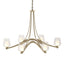 Hubbardton Forge 2010 Soft Gold Clear Glass with Opal Diffuser (ZU) Oval Ribbon 6 Arm Chandelier