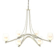 Hubbardton Forge 2010 Sterling Clear Glass with Opal Diffuser (ZU) Oval Ribbon 6 Arm Chandelier