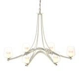 Hubbardton Forge 2010 Sterling Clear Glass with Opal Diffuser (ZU) Oval Ribbon 6 Arm Chandelier