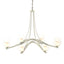 Hubbardton Forge 2010 Sterling Clear Glass with Opal Diffuser (ZU) Oval Ribbon 6 Arm Chandelier