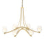 Hubbardton Forge 2010 Modern Brass Clear Glass with Opal Diffuser (ZU) Oval Ribbon 6 Arm Chandelier