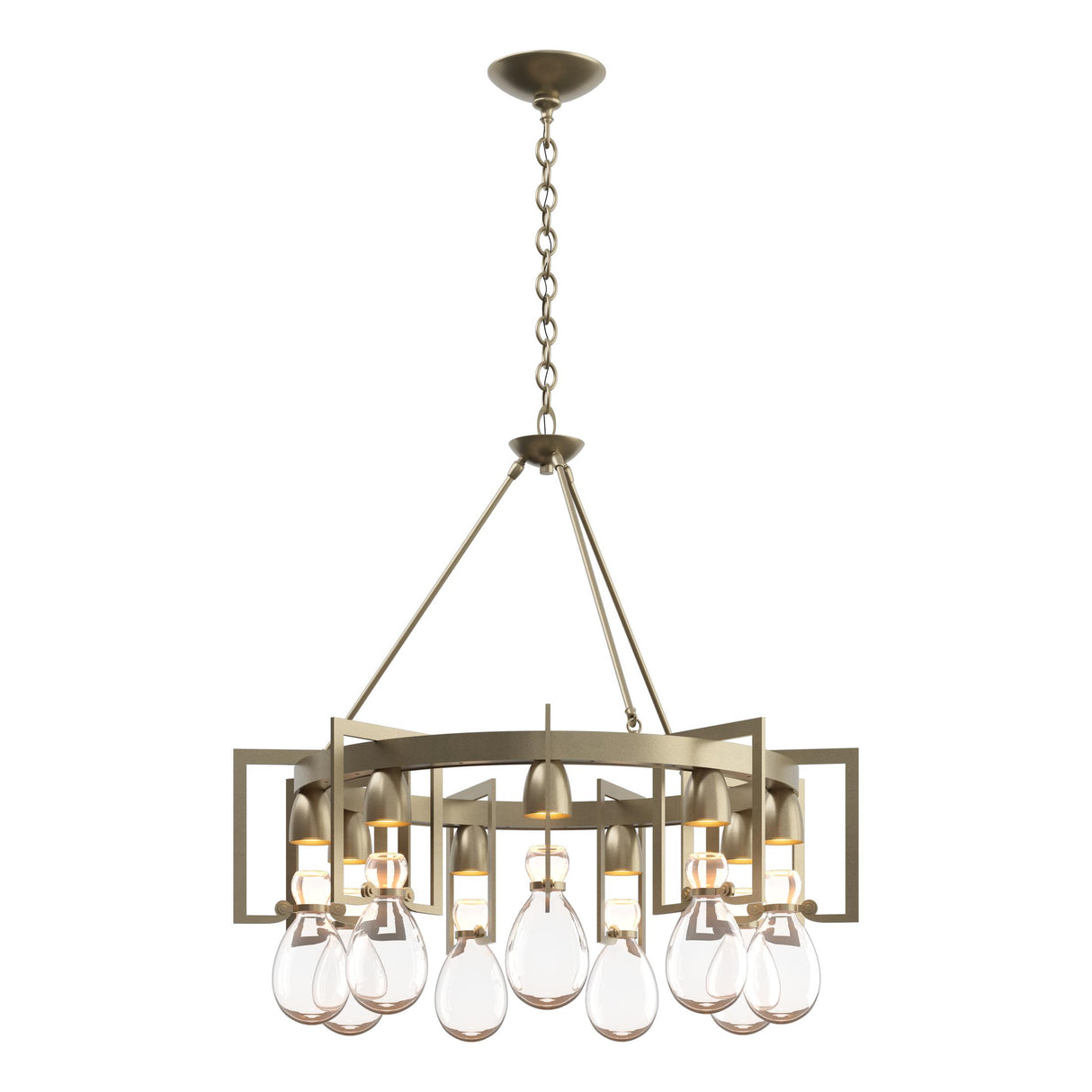 Hubbardton Forge 2019 Soft Gold Clear Glass (ZM) Apothecary Circular Chandelier