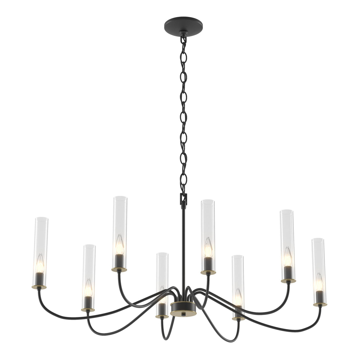 Hubbardton Forge 2019 Black Brass Clear Glass (ZM) Grace 8-Arm Chandelier