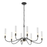 Hubbardton Forge 2019 Black Brass Clear Glass (ZM) Grace 8-Arm Chandelier