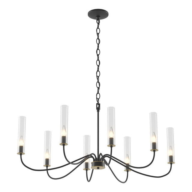 Hubbardton Forge 2019 Black Brass Clear Glass (ZM) Grace 8-Arm Chandelier