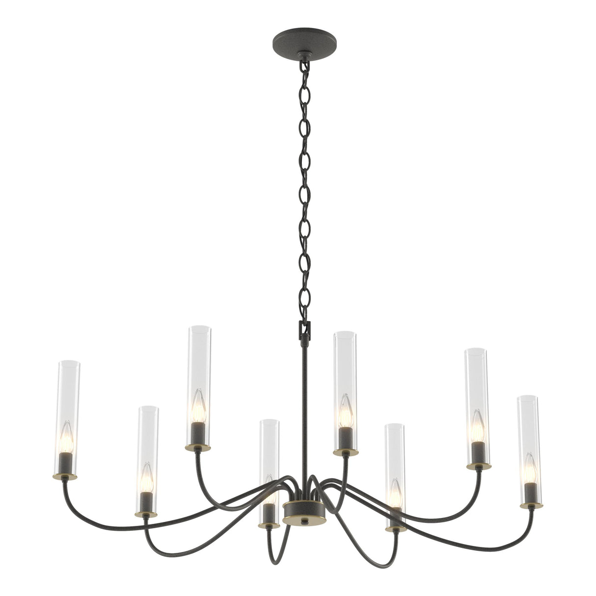 Hubbardton Forge 2019 Natural Iron Brass Clear Glass (ZM) Grace 8-Arm Chandelier