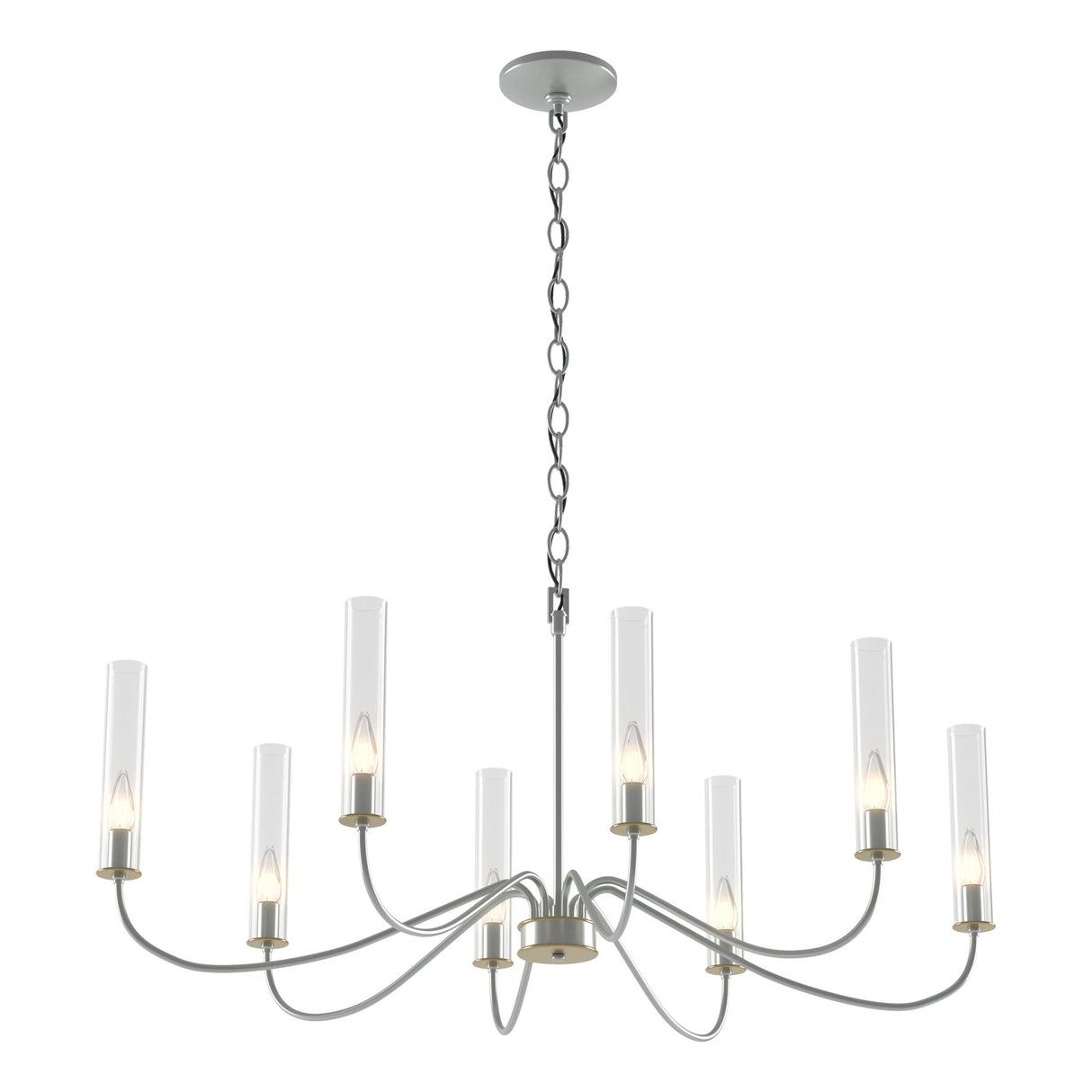 Hubbardton Forge 2019 Vintage Platinum Brass Clear Glass (ZM) Grace 8-Arm Chandelier