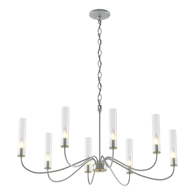 Hubbardton Forge 2019 Vintage Platinum Brass Clear Glass (ZM) Grace 8-Arm Chandelier