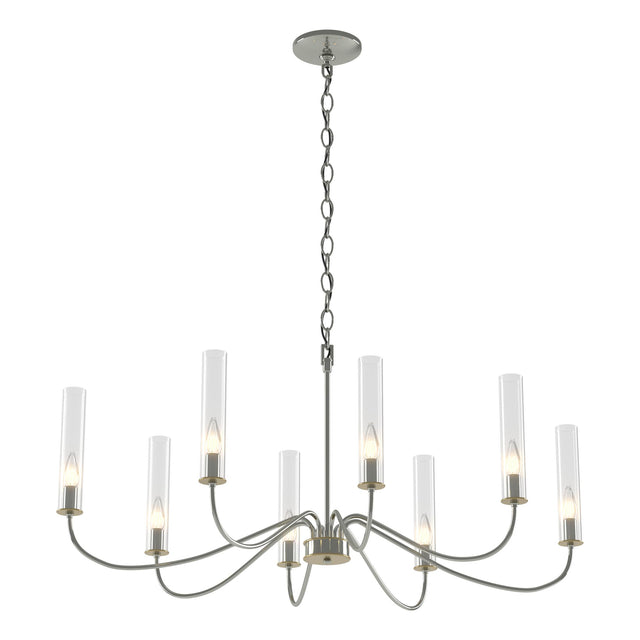 Hubbardton Forge 2019 Sterling Brass Clear Glass (ZM) Grace 8-Arm Chandelier