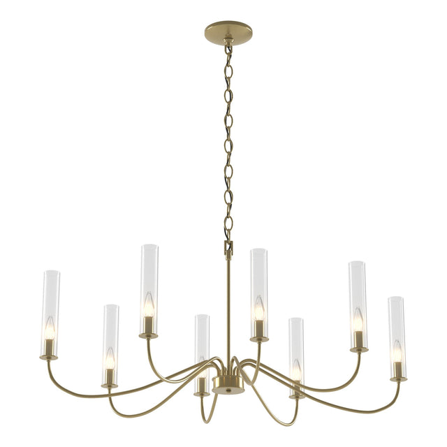 Hubbardton Forge 2019 Modern Brass Brass Clear Glass (ZM) Grace 8-Arm Chandelier