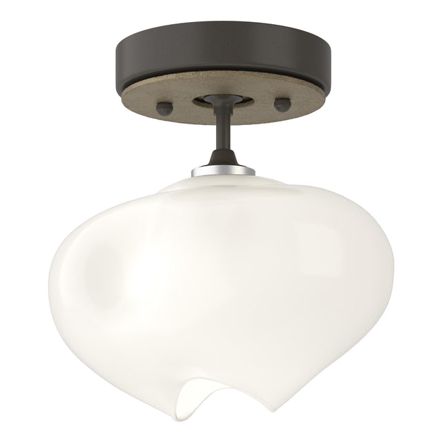Hubbardton Forge 2022 Dark Smoke Soft Gold Frosted Glass (FD) Ume 1-Light Semi-Flush