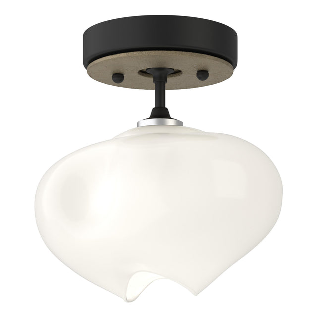 Hubbardton Forge 2022 Black Soft Gold Frosted Glass (FD) Ume 1-Light Semi-Flush