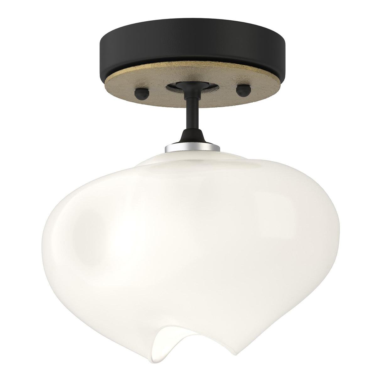 Hubbardton Forge 2022 Black Modern Brass Frosted Glass (FD) Ume 1-Light Semi-Flush