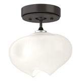 Hubbardton Forge 2022 Oil Rubbed Bronze Dark Smoke Frosted Glass (FD) Ume 1-Light Semi-Flush