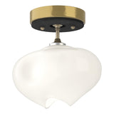 Hubbardton Forge 2022 Modern Brass Black Frosted Glass (FD) Ume 1-Light Semi-Flush