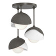 Hubbardton Forge 2022 Dark Smoke White Opal Glass (GG) Brooklyn 3-Light Double Shade Semi-Flush