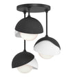 Hubbardton Forge 2022 Black White Opal Glass (GG) Brooklyn 3-Light Double Shade Semi-Flush