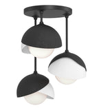 Hubbardton Forge 2022 Black White Opal Glass (GG) Brooklyn 3-Light Double Shade Semi-Flush