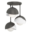 Hubbardton Forge 2022 Natural Iron White Opal Glass (GG) Brooklyn 3-Light Double Shade Semi-Flush
