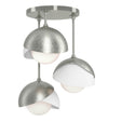 Hubbardton Forge 2022 Sterling White Opal Glass (GG) Brooklyn 3-Light Double Shade Semi-Flush