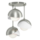 Hubbardton Forge 2022 Sterling White Opal Glass (GG) Brooklyn 3-Light Double Shade Semi-Flush