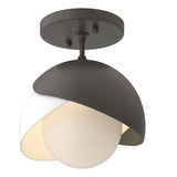 Hubbardton Forge 2022 Dark Smoke White Opal Glass (GG) Brooklyn 1-Light Double Shade Semi-Flush