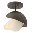 Hubbardton Forge 2022 Bronze White Opal Glass (GG) Brooklyn 1-Light Double Shade Semi-Flush