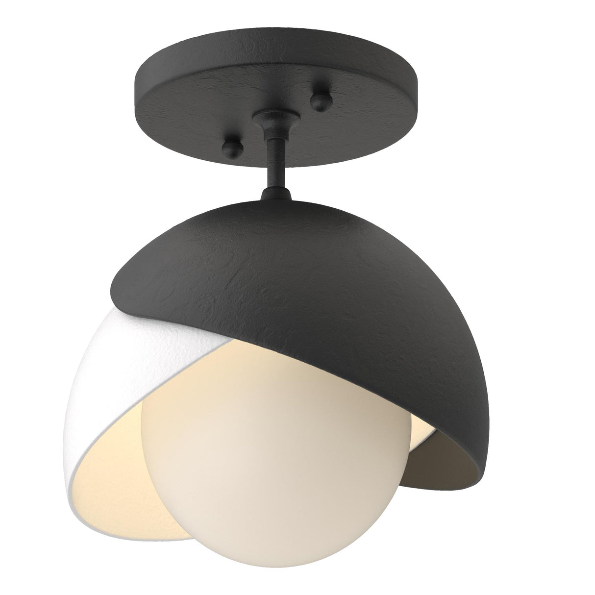 Hubbardton Forge 2022 Black White Opal Glass (GG) Brooklyn 1-Light Double Shade Semi-Flush