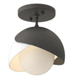 Hubbardton Forge 2022 Natural Iron White Opal Glass (GG) Brooklyn 1-Light Double Shade Semi-Flush