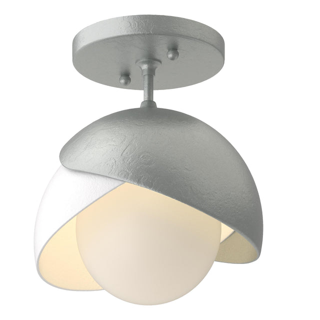 Hubbardton Forge 2022 Vintage Platinum White Opal Glass (GG) Brooklyn 1-Light Double Shade Semi-Flush