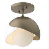 Hubbardton Forge 2022 Soft Gold White Opal Glass (GG) Brooklyn 1-Light Double Shade Semi-Flush