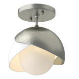 Hubbardton Forge 2022 Sterling White Opal Glass (GG) Brooklyn 1-Light Double Shade Semi-Flush