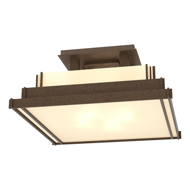 Hubbardton Forge 2004 Coastal Bronze White Art Glass (BB) Steppe Small Semi-Flush