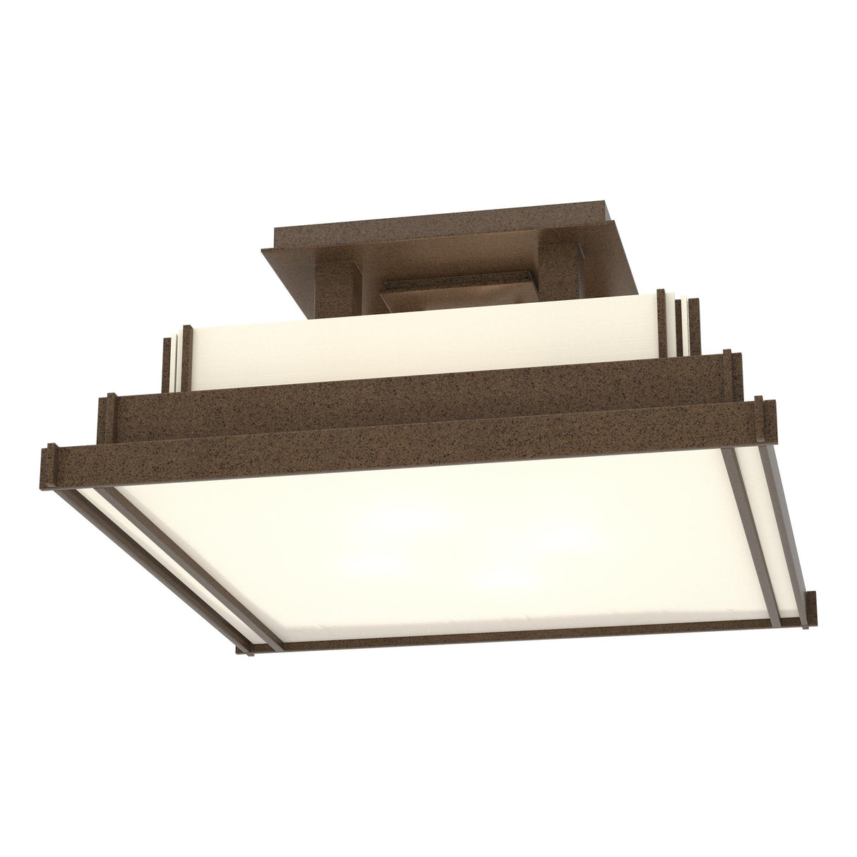 Hubbardton Forge 2004 Coastal Bronze Ivory Art Glass (CC) Steppe Small Semi-Flush