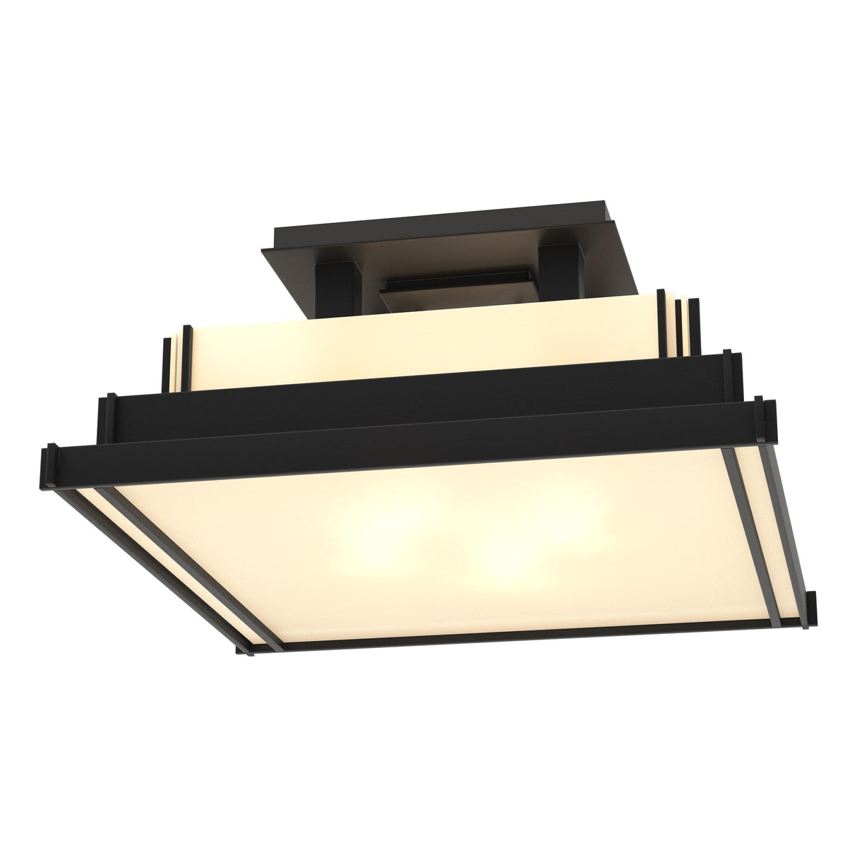 Hubbardton Forge 2004 Black White Art Glass (BB) Steppe Small Semi-Flush