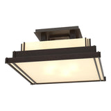 Hubbardton Forge 2004 Oil Rubbed Bronze White Art Glass (BB) Steppe Small Semi-Flush