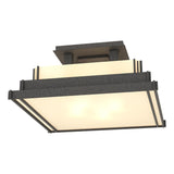 Hubbardton Forge 2004 Natural Iron White Art Glass (BB) Steppe Small Semi-Flush