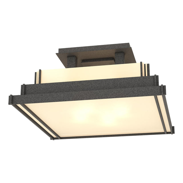 Hubbardton Forge 2004 Natural Iron White Art Glass (BB) Steppe Small Semi-Flush