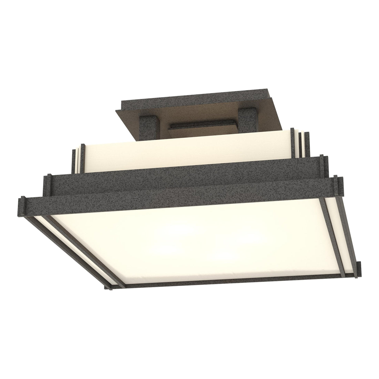Hubbardton Forge 2004 Natural Iron Ivory Art Glass (CC) Steppe Small Semi-Flush