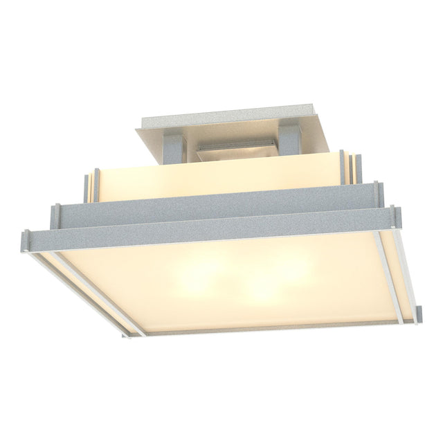 Hubbardton Forge 2004 Vintage Platinum White Art Glass (BB) Steppe Small Semi-Flush