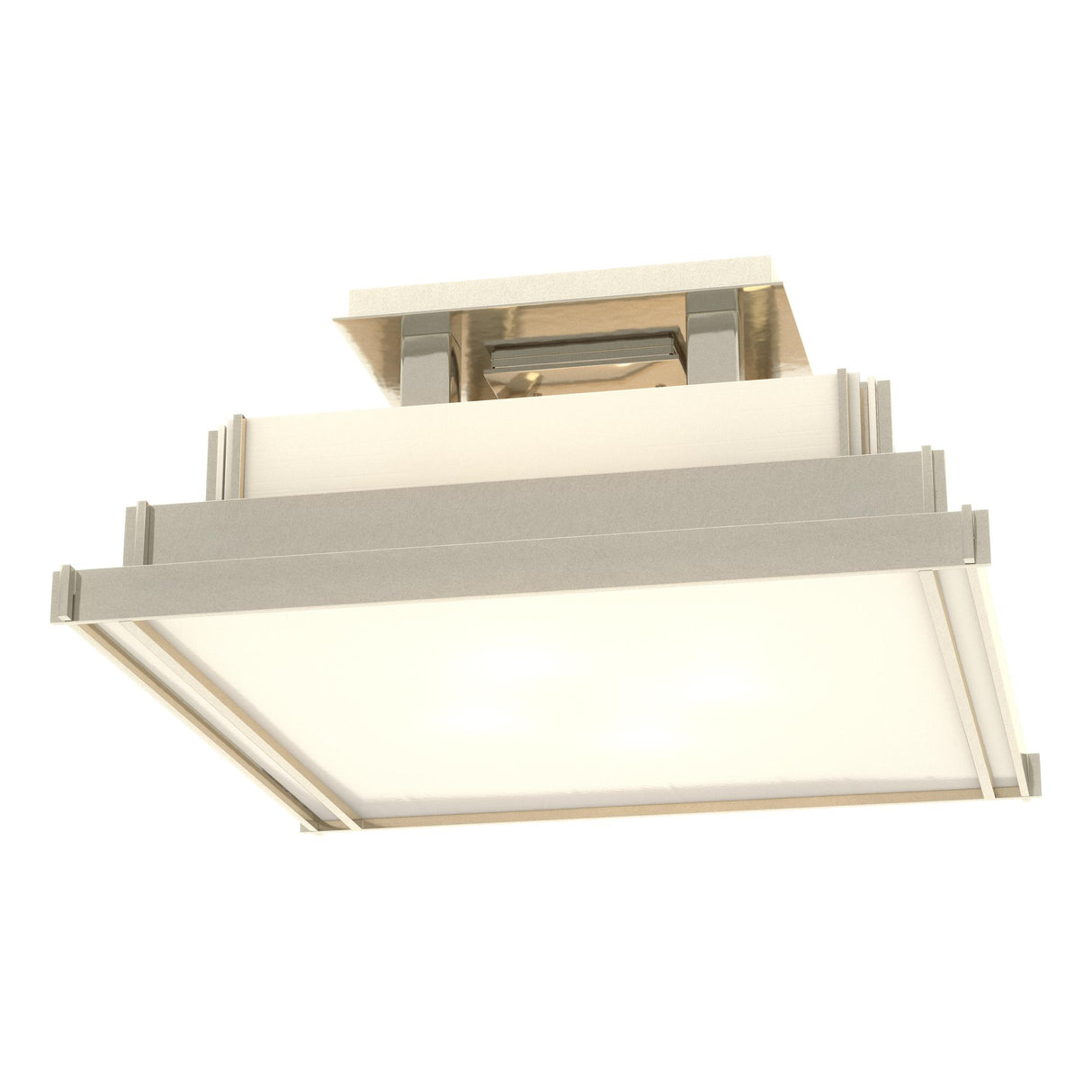 Hubbardton Forge 2004 Sterling Ivory Art Glass (CC) Steppe Small Semi-Flush
