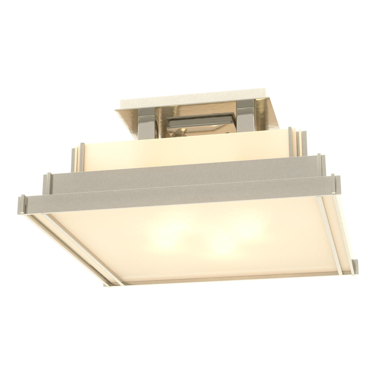 Hubbardton Forge 2004 Sterling White Art Glass (BB) Steppe Small Semi-Flush