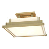 Hubbardton Forge 2004 Modern Brass Ivory Art Glass (CC) Steppe Small Semi-Flush