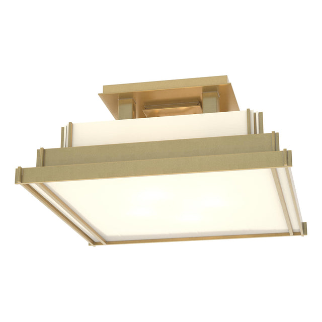 Hubbardton Forge 2004 Modern Brass Ivory Art Glass (CC) Steppe Small Semi-Flush
