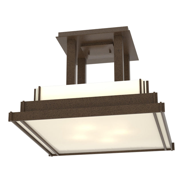 Hubbardton Forge 2004 Coastal Bronze White Art Glass (BB) Steppe Large Semi-Flush